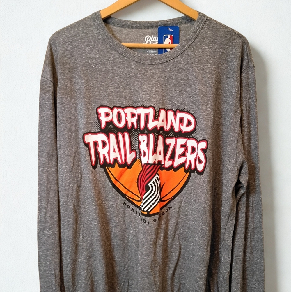 Portland Trail Blazers Long Sleeve Blue 84 Tee T-Shirt NBA Big & Tall XXL New